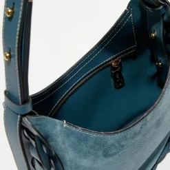 Clearance Chloé Sac porté épaule en Velours de Cuir Darryl bleu - 25x20x9 cm