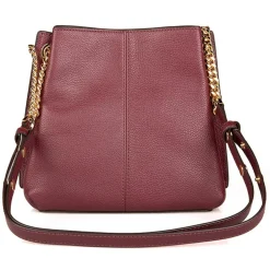 Femme Michael Kors Sac seau en Cuir Teagen bordeaux - 17x12x9 cm