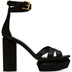Femme Balmain Sandales en Soie Ava noires - Talon 14 cm