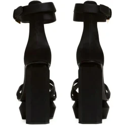 Femme Balmain Sandales en Soie Ava noires - Talon 14 cm