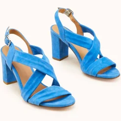 Femme Cosmoparis Sandales en Velours de Cuir Vuko jean - Talon 8 cm