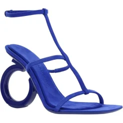 Femme Salvatore Ferragamo Sandales en Velours de Cuir Elina bleues - Talon 10.5 cm