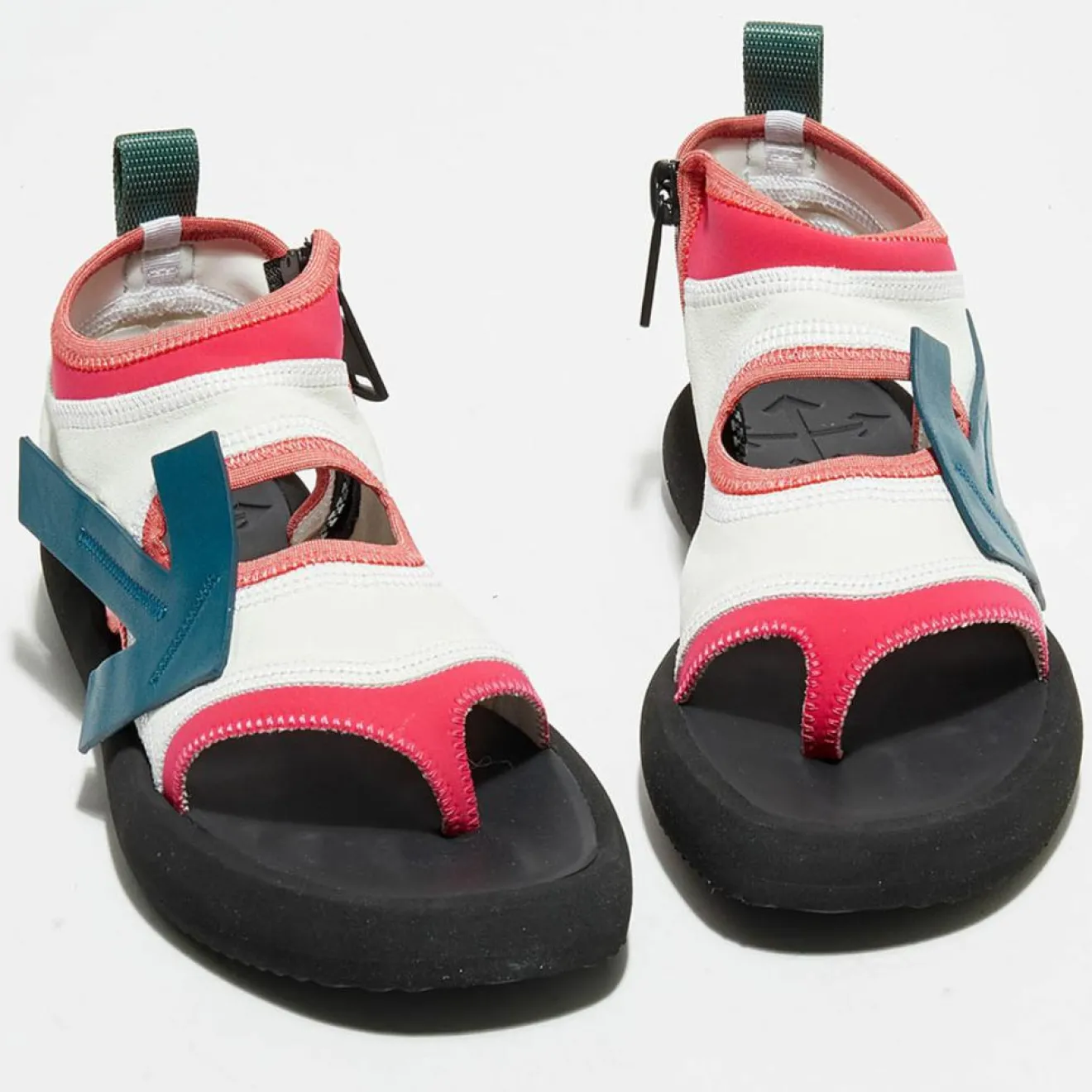 Discount Off White Sandales en Velours de Cuir Surf blanc/rose