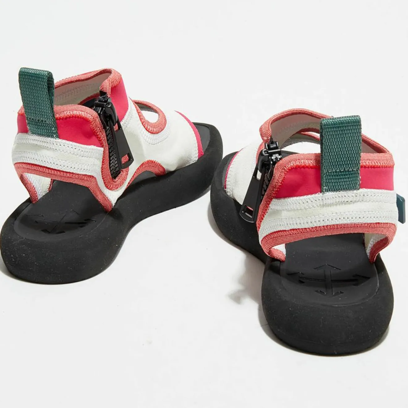 Discount Off White Sandales en Velours de Cuir Surf blanc/rose