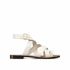 Femme Dior Sandales plates en cuir Sun blanches