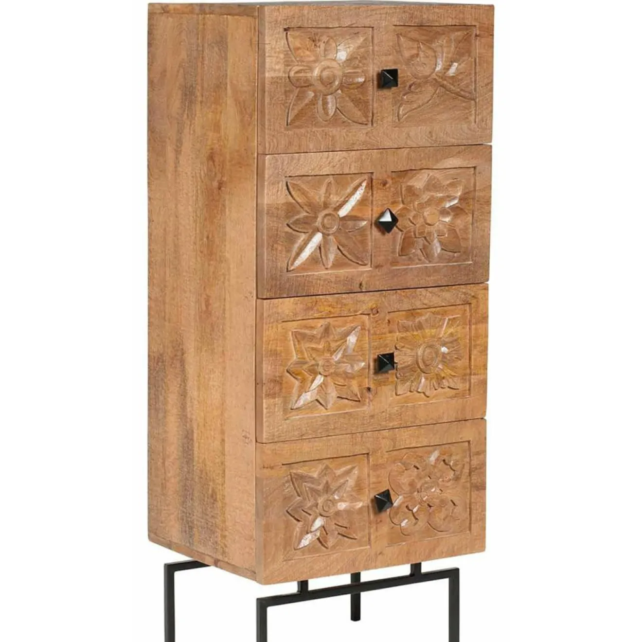 Sale Bois & Chiffons Semainier 4 tiroirs manguier sculture naturel - 45x40x115 cm