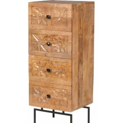 Sale Bois & Chiffons Semainier 4 tiroirs manguier sculture naturel - 45x40x115 cm