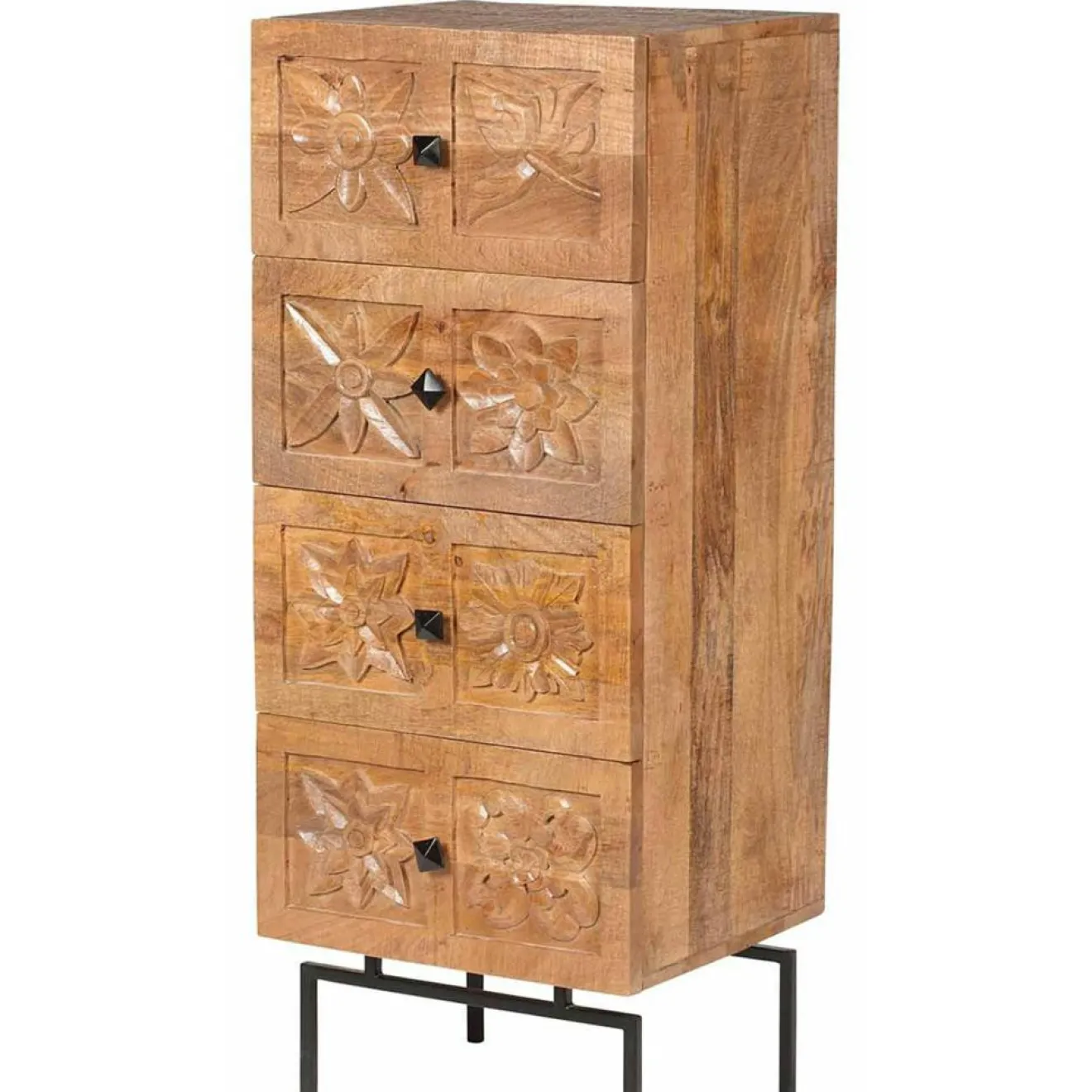 Sale Bois & Chiffons Semainier 4 tiroirs manguier sculture naturel - 45x40x115 cm