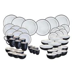 Clearance Bjorn Service Complet en Grès Iris blanc/ivoire - 48 pièces
