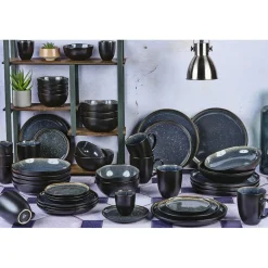 Hot Bjorn Service Complet en Grès Iris bleu foncé - 48 pièces