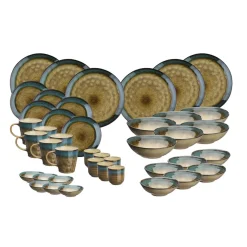 Bjorn Service Complet en Grès Island kaki/bleu - 42 pièces