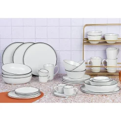 Bjorn Service Complet en Grès Pure blanc/beige - 32 pièces