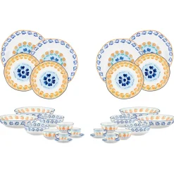 New Bjorn Service Complet en Porcelaine Napoli multicolore - 28 Pièces