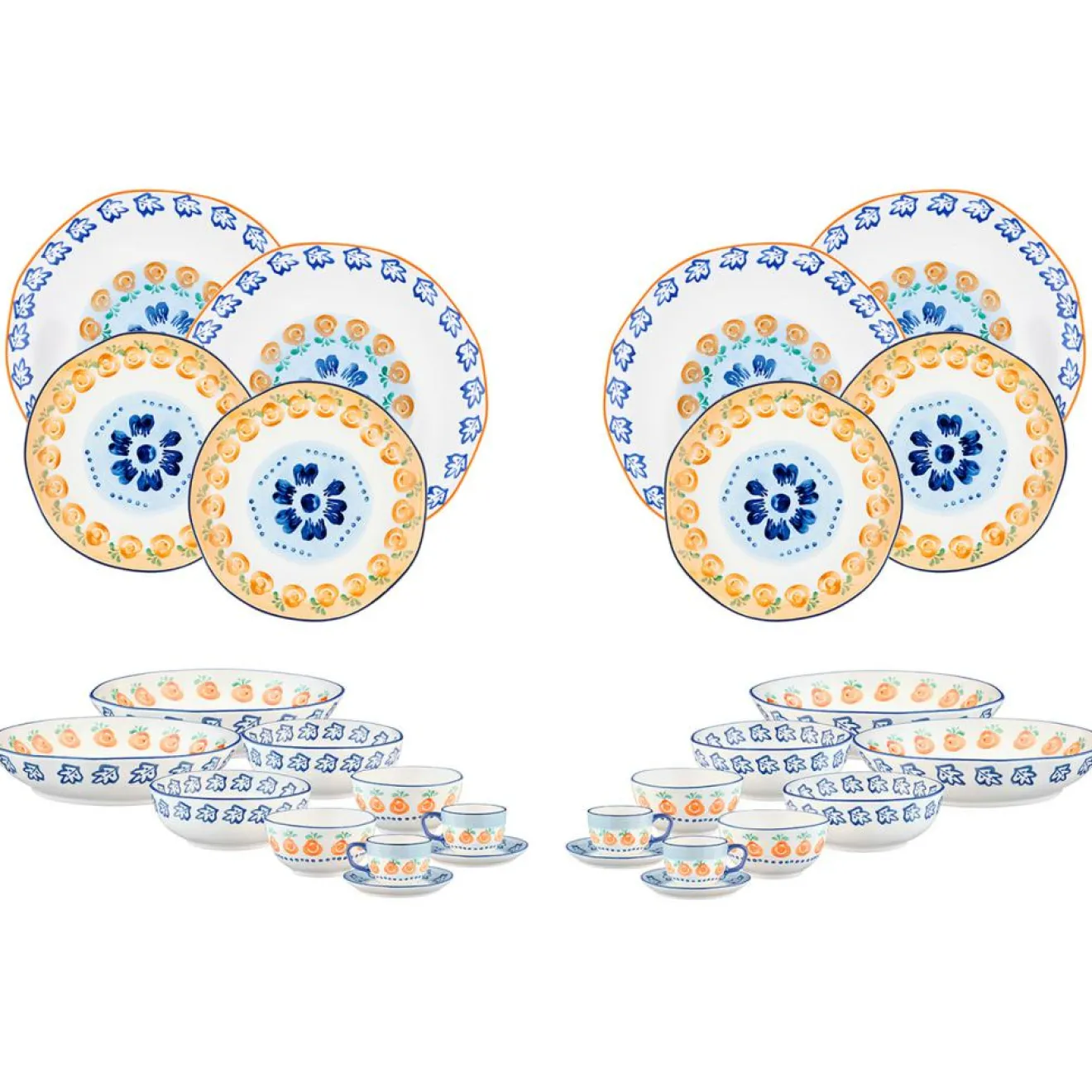 New Bjorn Service Complet en Porcelaine Napoli multicolore - 28 Pièces