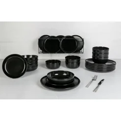 Cosy & Trendy Service de table en Grès Baltic noir - 24 pièces