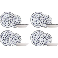New Cosy & Trendy Service de table en Grès Flor Azul blanc/bleu - 12 pièces