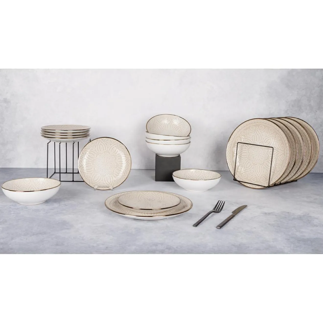 Cosy & Trendy Service de table en Grès Murano beige - 18 pièces