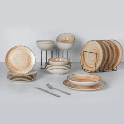 Cosy & Trendy Service de table en Grès Sintra rouge - 24 pièces