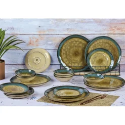 Outlet Bjorn Service Les Essentiels en Grès Island kaki/bleu - 18 pièces