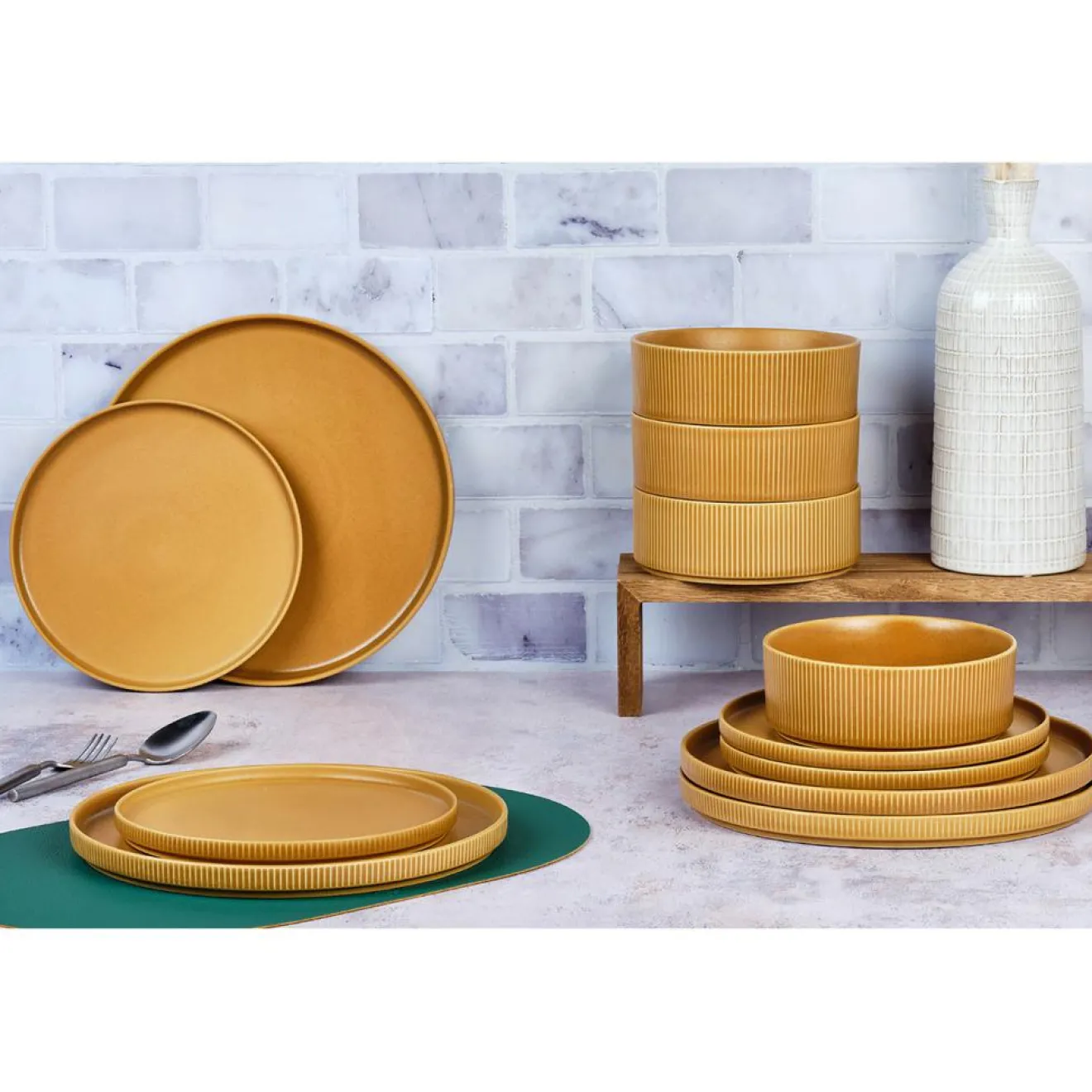 Bjorn Service Les Essentiels Scandi jaune ocre - 12 Pièces