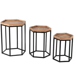 Bois & Chiffons Set de 3 tables basses gigognes Acacia Tyla Naturel - 44x44x56 cm