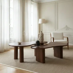 Sale Bois & Chiffons Set de 2 tables basses ovales Acacia Arad Marron - 110x60x40 cm et 110x60x35 cm