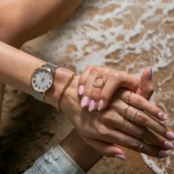 Femme Amelia Parker Set Montre Femme 2 Bracelets Classique en Acier argenté/rose doré