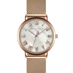 Femme Amelia Parker Set Montre Femme 2 Bracelets Classique en Acier argenté/rose doré