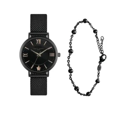 Femme Amelia Parker Set Montre Femme & Bracelet Petite Noir en Acier noir