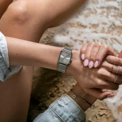 Femme Amelia Parker Set Montre Femme 2 Bracelets Plaza en Acier & Cuir argenté/bleu foncé