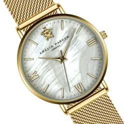 Femme Amelia Parker Set Montre Femme & Bracelet Pearl of the Sea en Acier doré