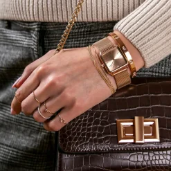 Online Amelia Parker Set Montre Femme & Bracelet Gold Plaza en Acier rose doré