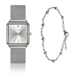 Hot Amelia Parker Set Montre Femme & Bracelet Plaza en Acier argenté