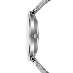 Amelia Parker Set Montre Femme 2 Bracelets Capsule en Acier & Cuir argenté/blanc
