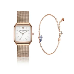Femme Amelia Parker Set Montre Femme & Bracelet Bay en Acier rose doré