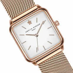Femme Amelia Parker Set Montre Femme & Bracelet Bay en Acier rose doré