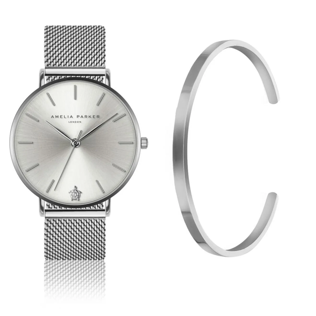 Discount Amelia Parker Set Montre Femme & Bracelet Capsule Grey en Acier argenté