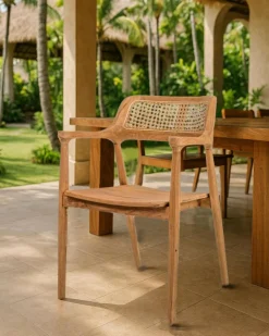 Outlet Uniqka Sienne - Chaise en teck avec détail rotin