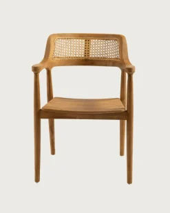 Outlet Uniqka Sienne - Chaise en teck avec détail rotin