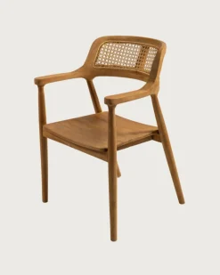 Outlet Uniqka Sienne - Chaise en teck avec détail rotin