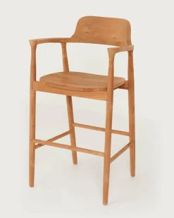 Outlet Uniqka Singo - Chaise de bar en teck massif