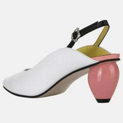 Outlet Yuul Yie Slingback en Cuir Slide blanc/rose - Talon 6 cm