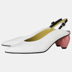 Outlet Yuul Yie Slingback en Cuir Slide blanc/rose - Talon 6 cm