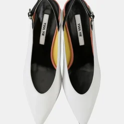 Outlet Yuul Yie Slingback en Cuir Slide blanc/rose - Talon 6 cm