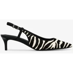 Femme Michael Kors Chaussures Slingbacks en Cuir Doreen noir/blanc - Talon 5.1 cm
