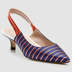 Sale Cosmoparis Slingbacks Moba rayé marine/orange - Talon 5 cm