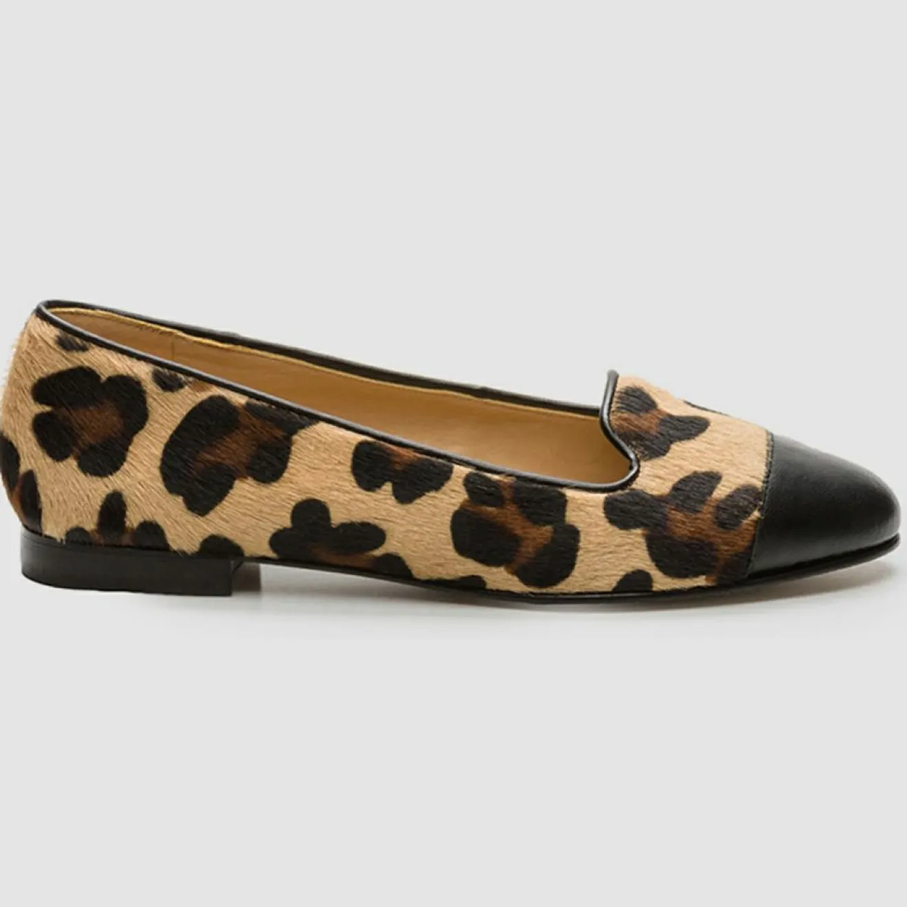 Femme Cosmoparis Slippers en Cuir façon Poulain Alinia léopard noir/beige