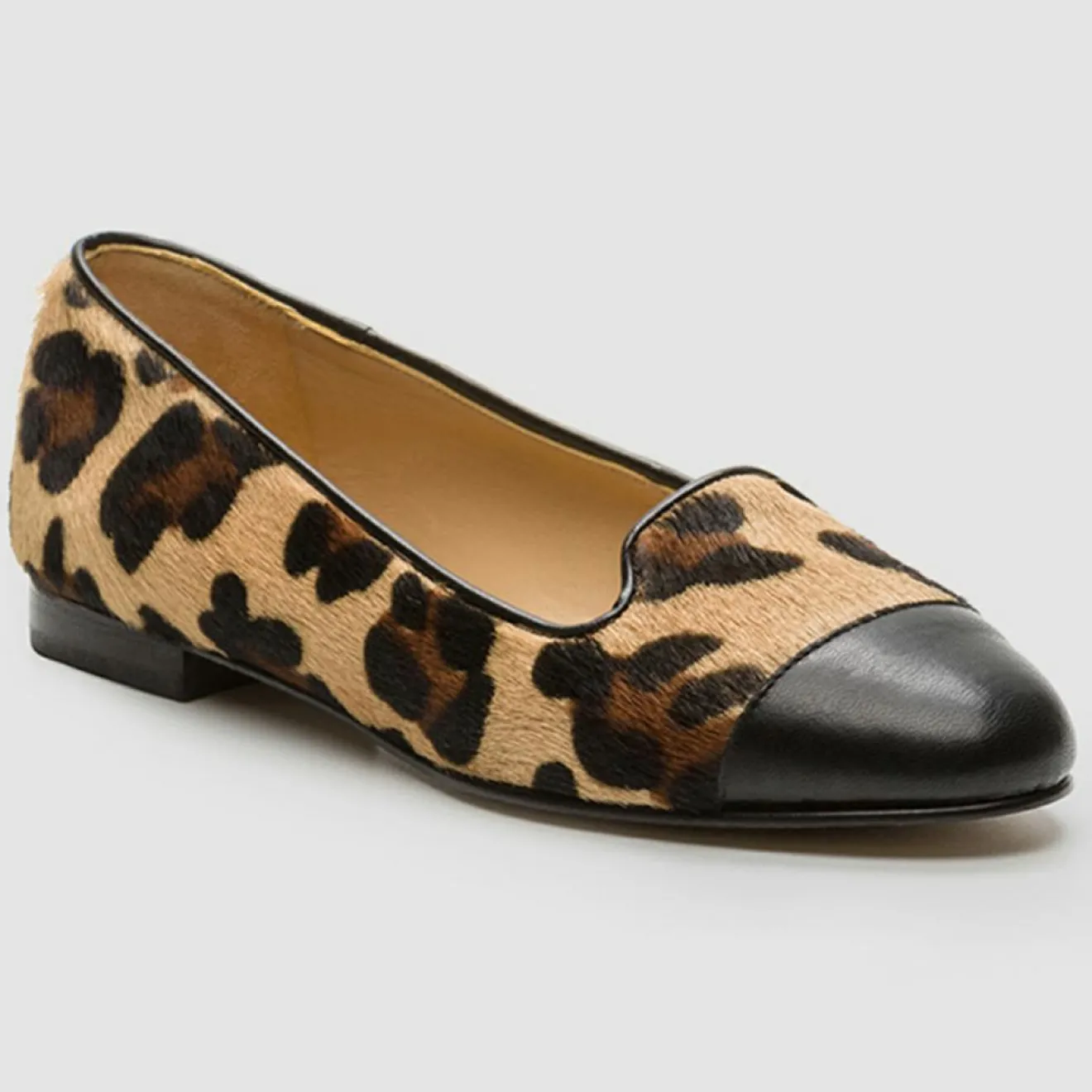 Femme Cosmoparis Slippers en Cuir façon Poulain Alinia léopard noir/beige