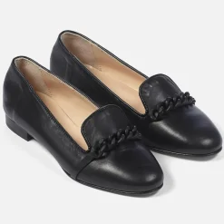 Femme Cosmoparis Slippers en Cuir Rouma à chaine noires