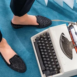 Femme Cosmoparis Slippers en Velours de Cuir Abo noires